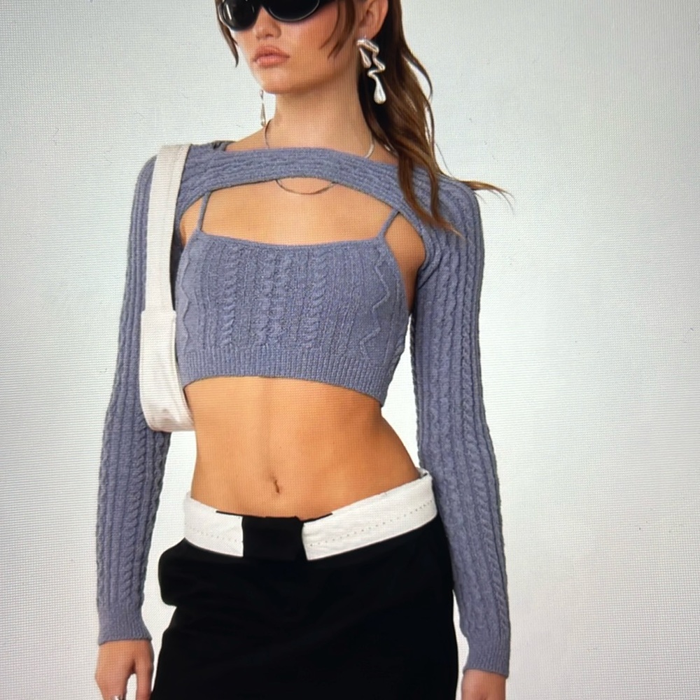 NWT Edikted Cable Stitch Shrug Set